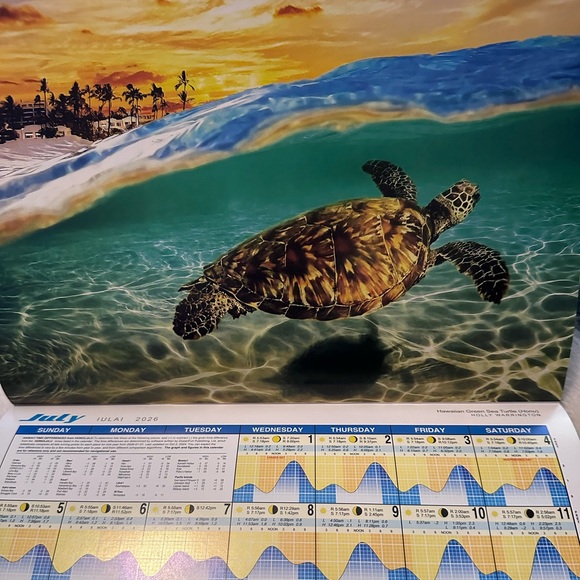721. Hawaii Marine Tide & Moon Phase 2026 Hawaiian Twelve-Month Wall Calendar - Picture 5 of 5